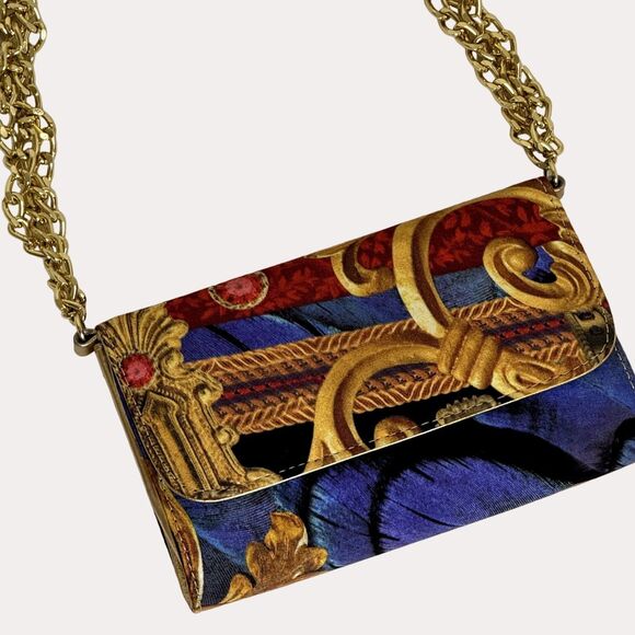 FleChe Dor Mini Satchel Purse Bag Chain Handle Victorian Print am - Picture 1 of 7
